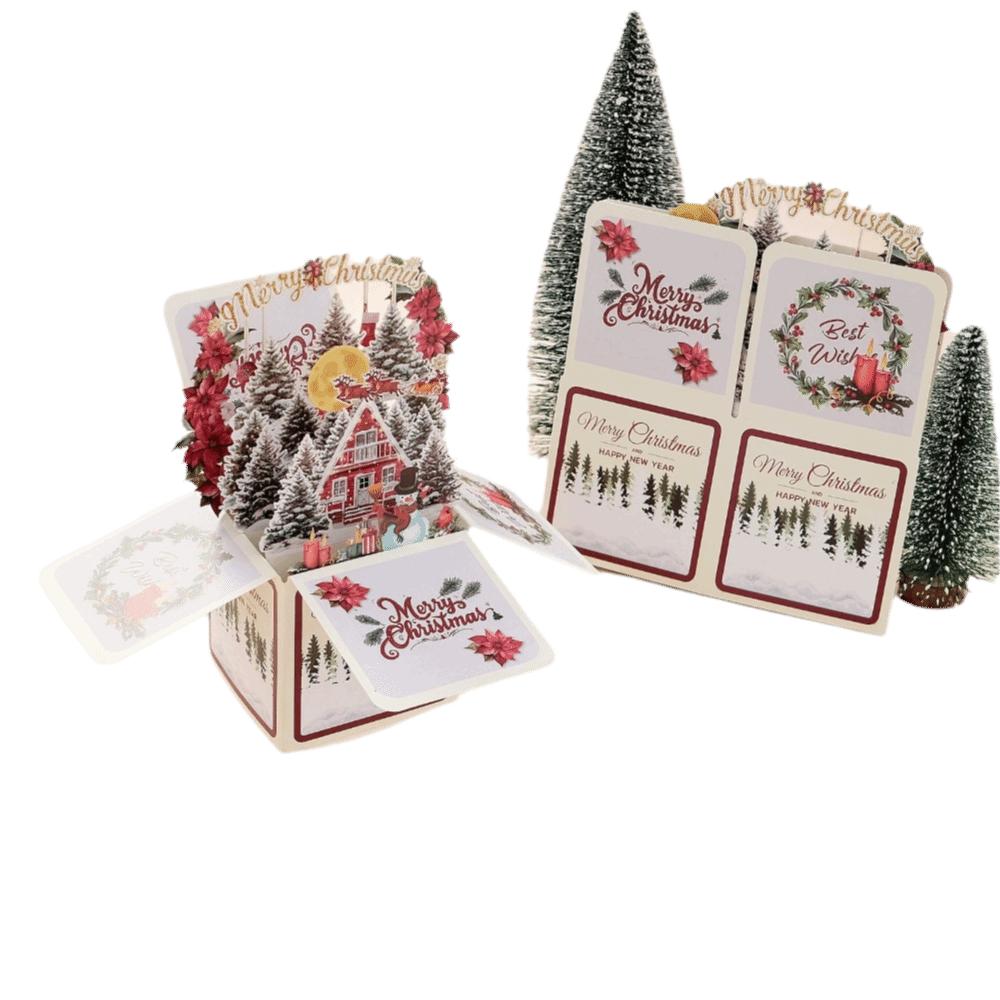 Hot Stamping Christmas Greeting Card Hollow Paper Carving Popup Card Holiday Greeting