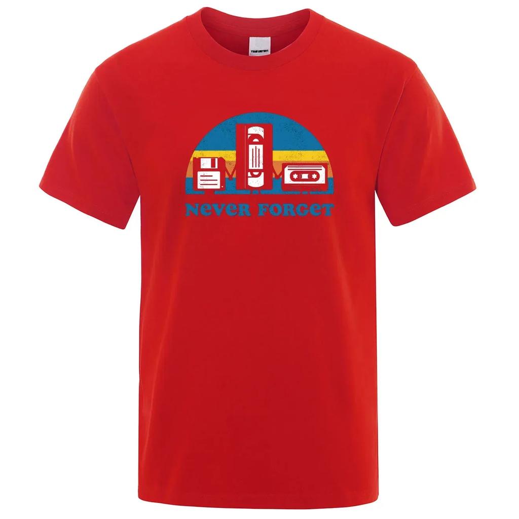 Summer Men's T-shirt Never Forget Letter Printed T-shirts Loose Comfortable Fashion Short Sleeve Oversized Tee Shirt Men Clothes