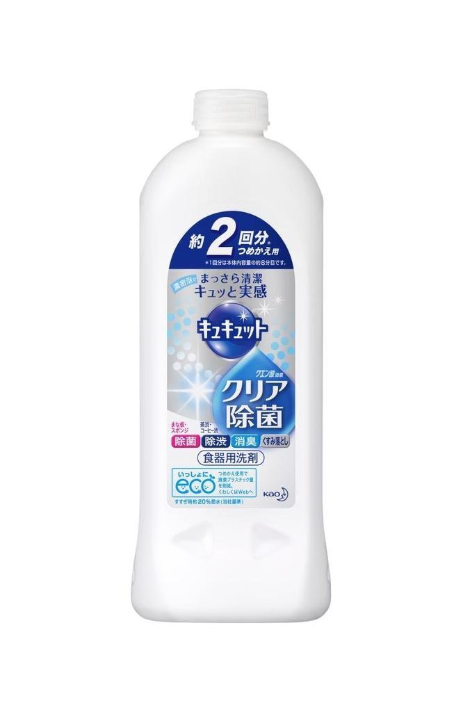 Kao Détergent à vaisselle Cucute Clear Désinfectant Recharge 385 ml