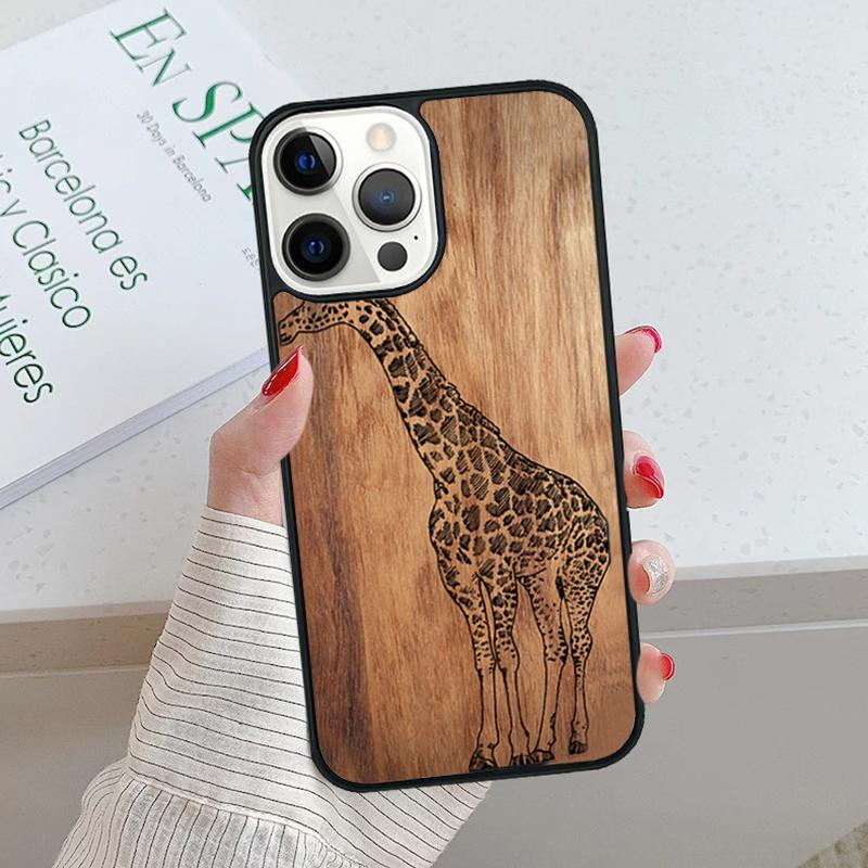 Bamboo Wooden ANIMALS Phone Case For iPhone 17 Air 15 16 16e 14 13 Pro Max Coque 12 11 Pro Max PLUS fundas cover