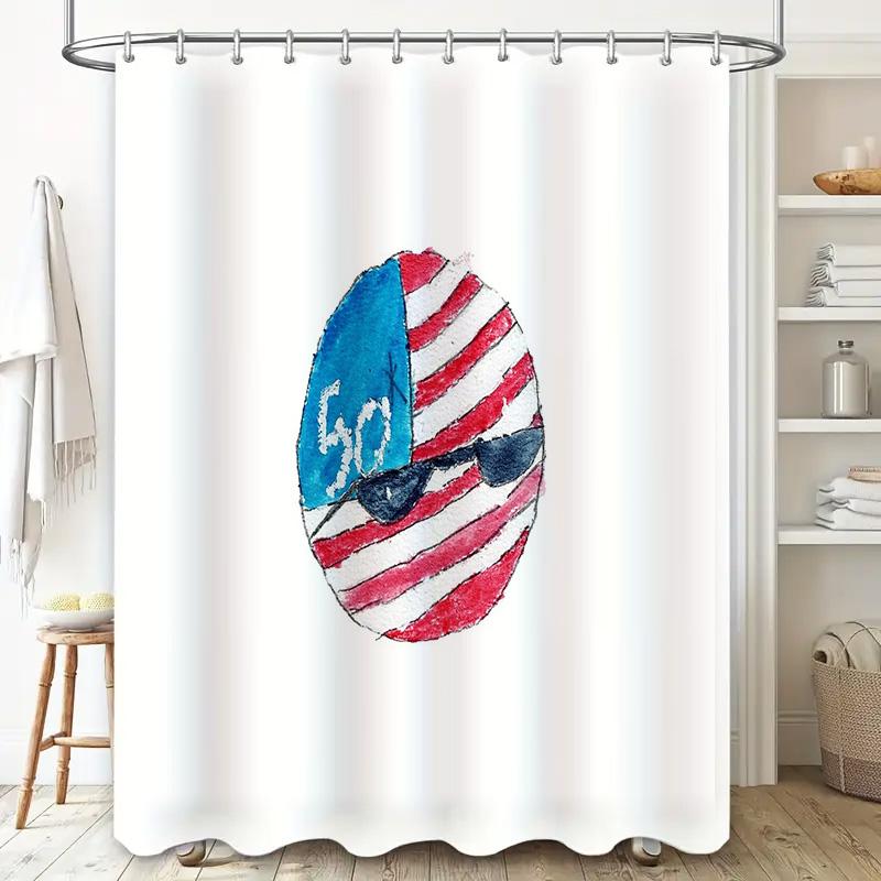 American Flag Shower Curtain Patriotic USA Stars Stripes Decor Bathroom Fabric Waterproof Vintage Rustic Farmhouse Home