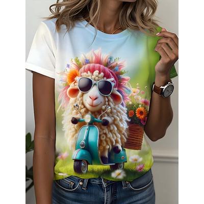 Cute Animals Fashionable Casual Versatile Breathable Short Sleeved T-shirt Comfortable Loose Women's Summer T-shirt
