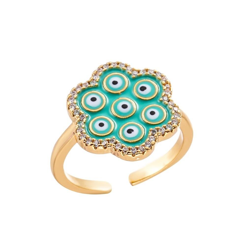 Zinc Zinc Alloy Copper Devil's Eye Ring Vintage Opening Finger Ring Glaze Luxury Ring  Clothes Accessories