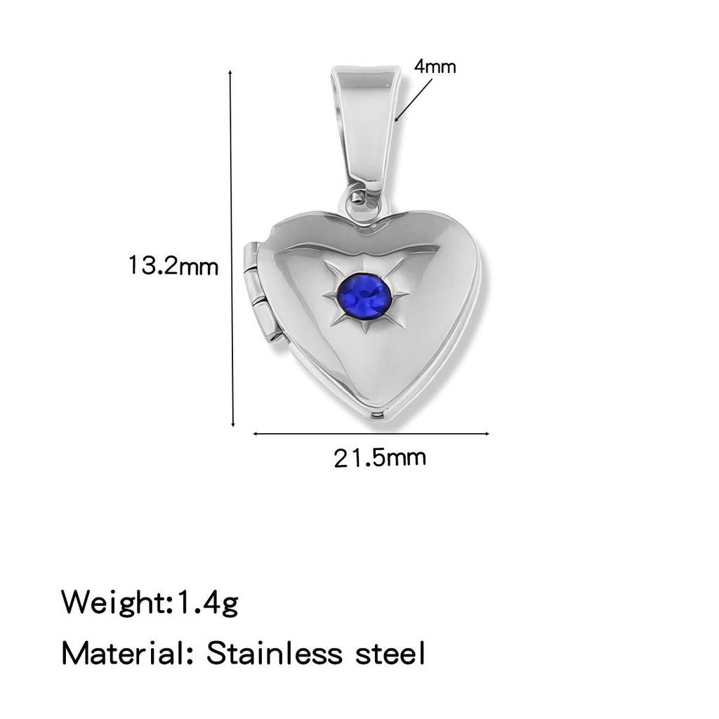 18K Gold-Plated Zirconia Heart Necklace Pendant with Birthstone, Stainless Steel, European & American Simple Design.