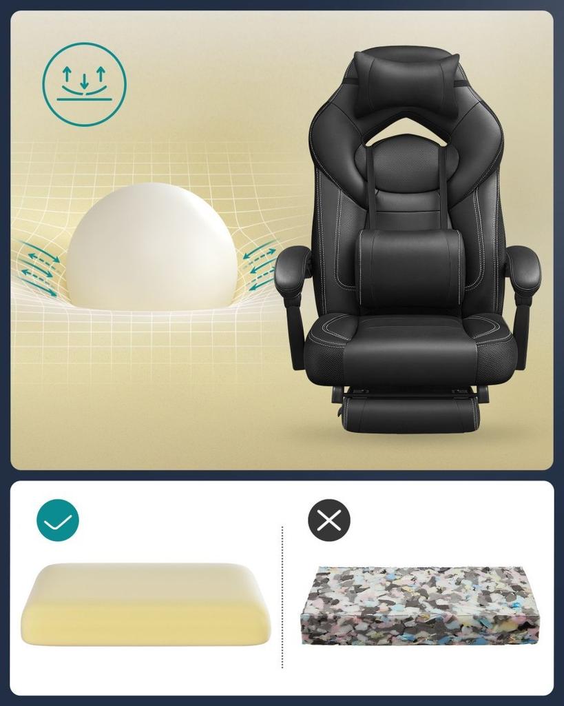 Gaming Stuhl, Bürostuhl mit Fußstütze, Schreibtischstuhl