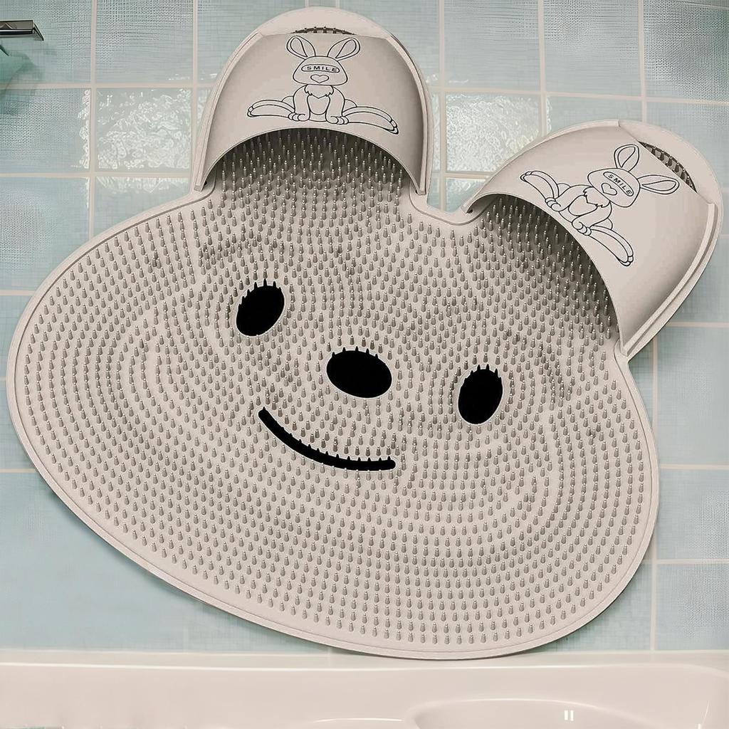 Foot Scrubber Mat Foot Scrubber for Shower Floor Bunny Callus Remover Feet Cleaner Brush Cleaning Supplies with Suction Cups for