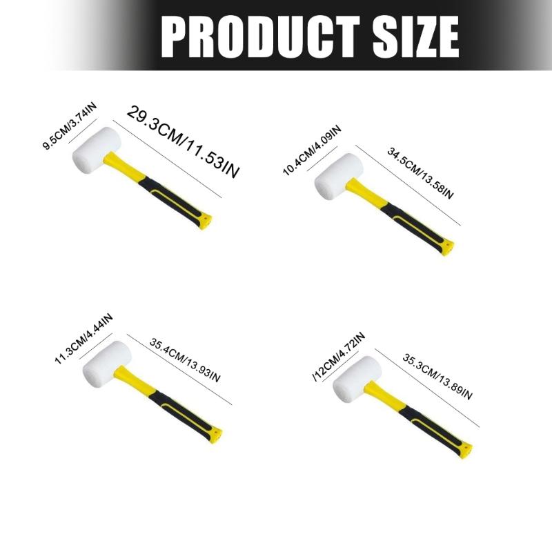White Rubber Mallets With Fiberglass Handle High Density Nonslip Grip 5kg Impact Force For Woodworking And DIY Projects