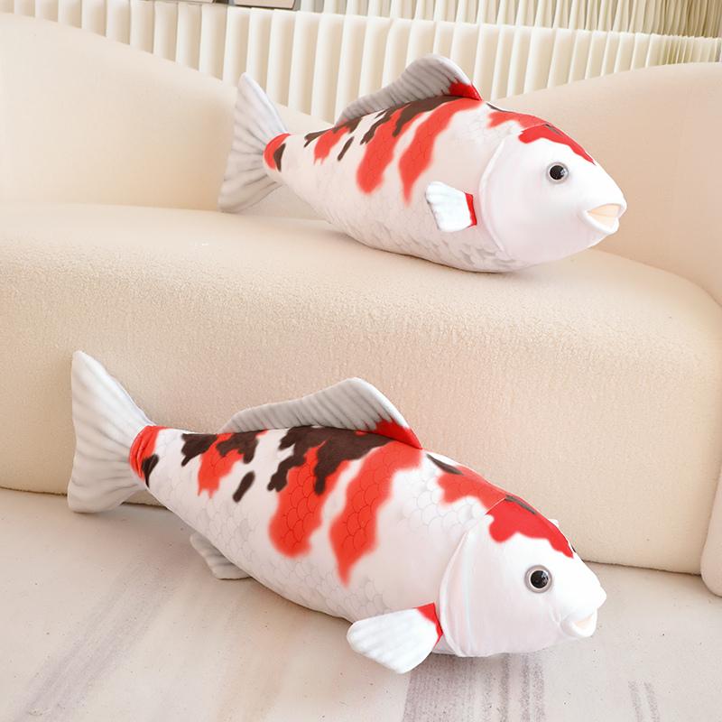 75CM Giant Koi Red Fish Stuffed Animal Soft Toy Cute 3D Carp Plush Pillow Birthday Gift Home Decor