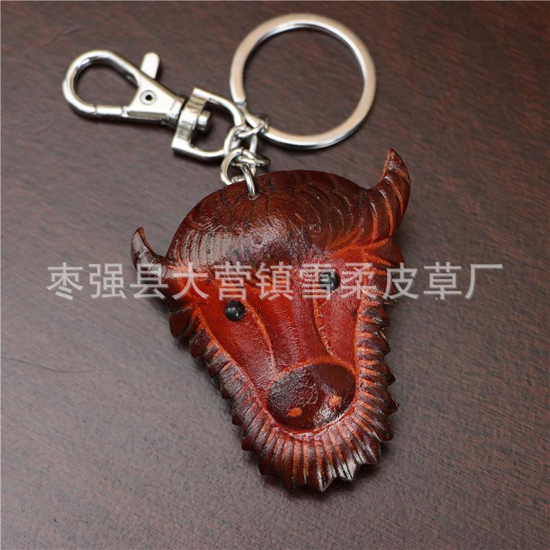 The First Layer Of Cowhide Creative Handmade Calf Pendant Bag Pendant Car Keychain Twelve Zodiac Cow Small Gifts