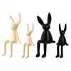 2pcs Cartoon Sitting Long-Eared Rabbit Ceramic Festive Sitting Bunny Statue Adorable Easter Decor For Desk, Room, Table, Home