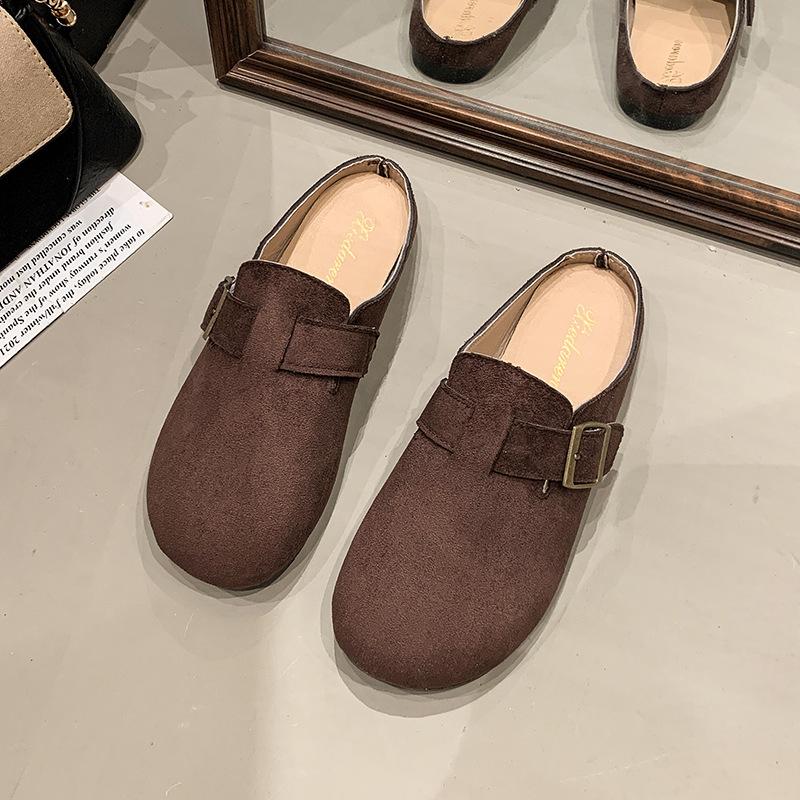 

Soft-soled shoes half-drag summer fashion outer wear lazy comfortable non-slip flat bottom one pedal 40 темно-коричневого кольору