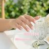 24Pcs Pink Bow Women Press on Nails, Faux Pearl Almond Stick-on Fake Nails, French Tip Glue on False Nails for Office Date Party Wedding