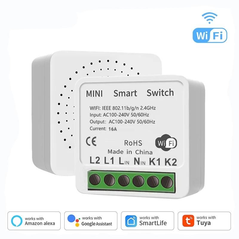 Mini DIY Smart Switch Tuya WiFi Light Switches Module Need Neutral Wire 2 Ways Timer Wireless Breaker Work for Alexa Google Home