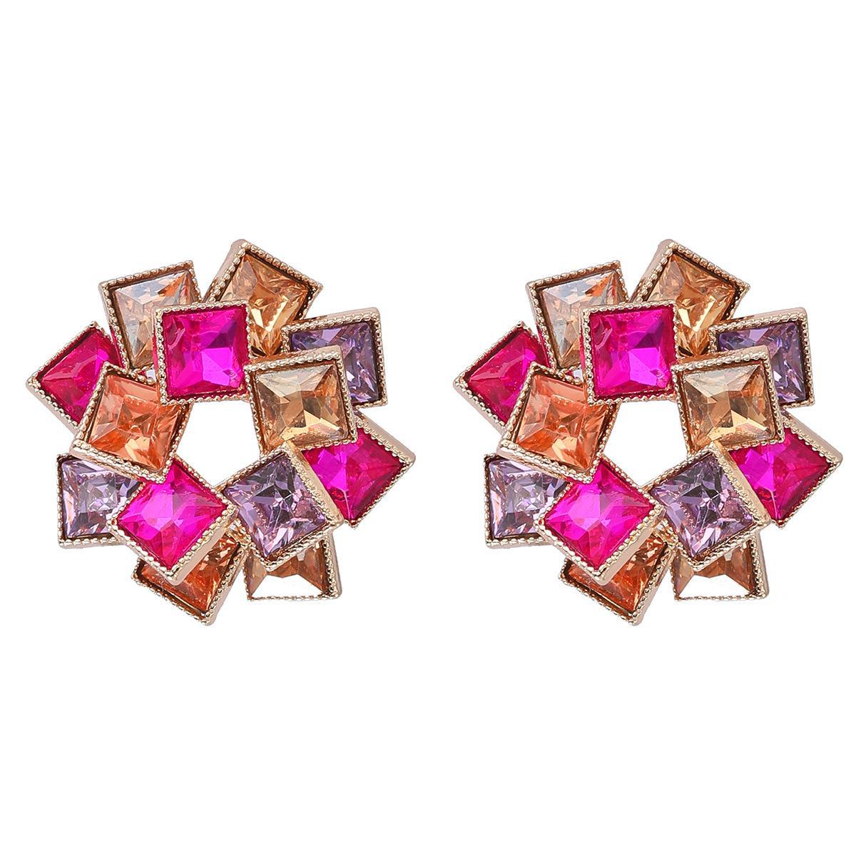 

Модные многослойные серьги из сплава Windmill со стразами 2022 года — женские, квадратный дизайн с цветными бриллиантами, европейский и американский стиль