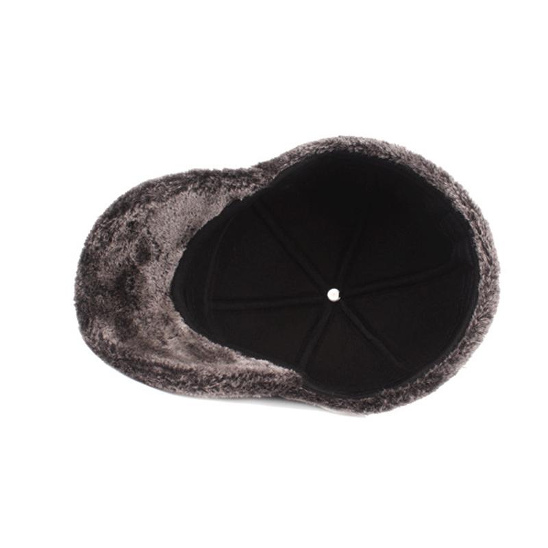Middle-Aged and Elderly Baseball Cap Men's PU Cap Winter Warm Cycling Cap Old Velvet Ear Protection Cap