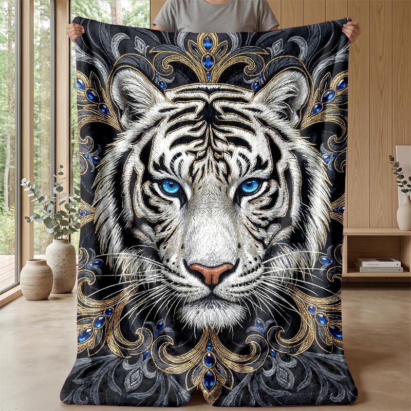 Elegant Tiger Fantasy Theme blanket Lightweight Warm Flannel Blanket Decorative Throw Blanket for Home Decoration