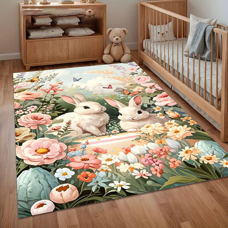 Happy Easter Bunny Carpet Home Rugs for Bedroom Carpets for Living Room Navidad Decoraciones Para El Hogar Gift Bedroom Decor