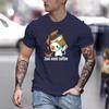 Coffee Serving Kitten Fashion Harajuku Style Pure Cotton Printed Men's Round Neck Short Sleeved T-shirt