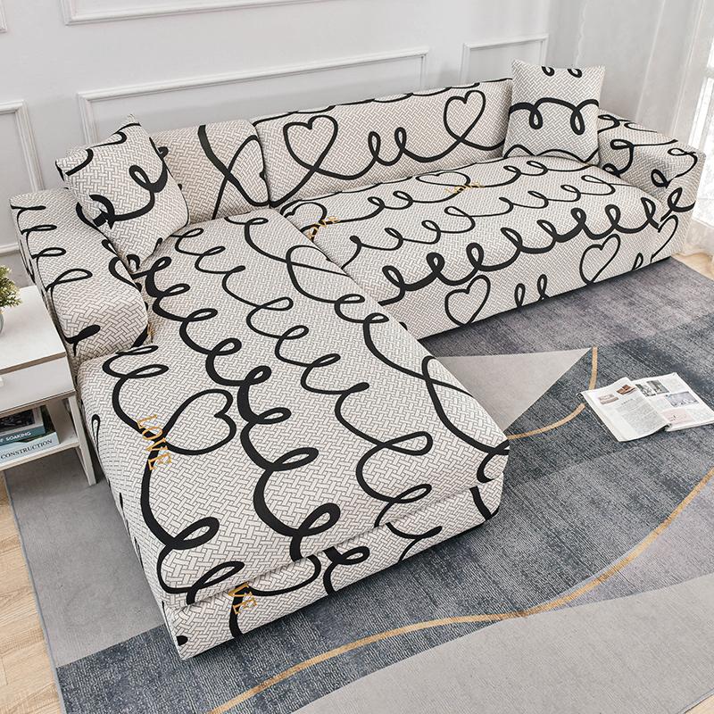 Stretch Sofa Überwurf Sofabezug Spandex Rutschfest, mit elastischem Saum für L-Form Ecksofas, Ideal für Kinder und Haustiere