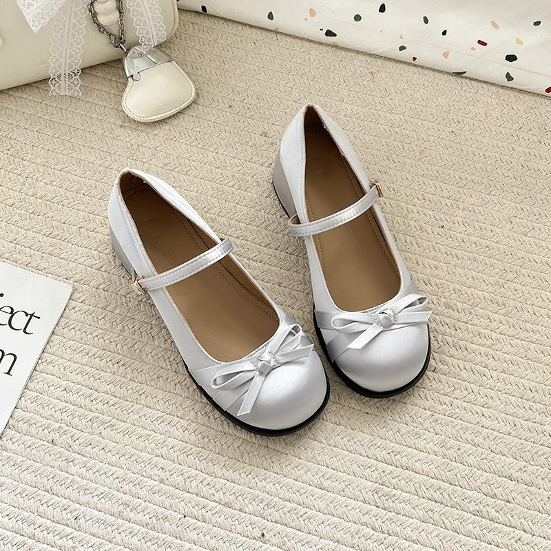

Pink retro French light mouth thick heel high heels women s summer 2025 new versatile skirt Mary Jane shoes 35 серебряный