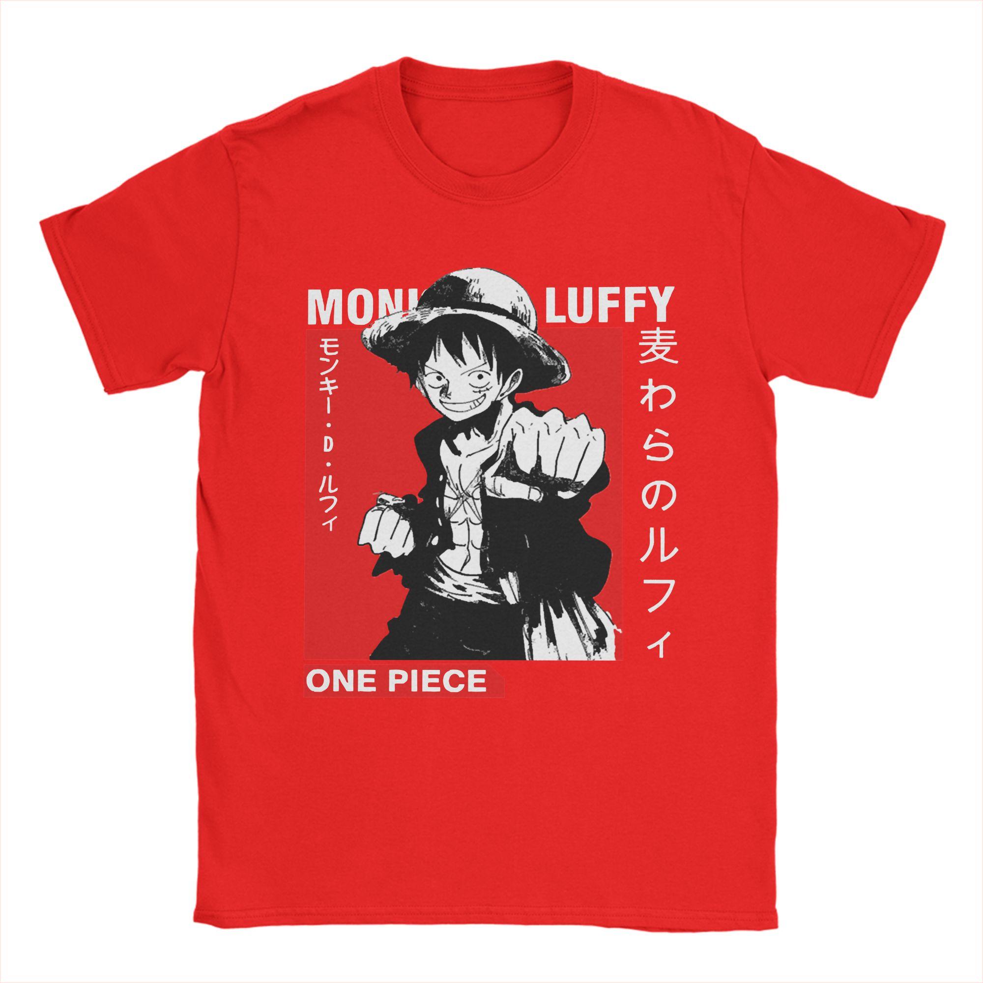 

Men TShirts Monkey D Luffy Funny Cotton Tee Shirt Short Sleeve Ones Pieces T Shirts Round Neck Tops New Arrival M