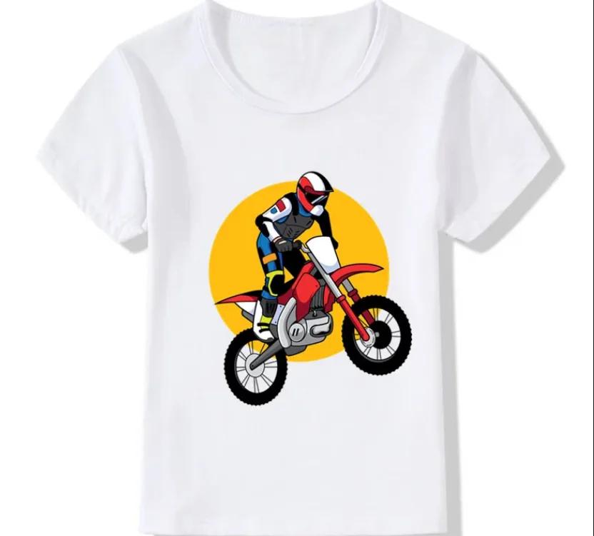 Kids Motocross Rider TShirt Funny Summer Fashion Streetwear Toddler Baby Girls Clothing Childrens Tops Polyester Fabric