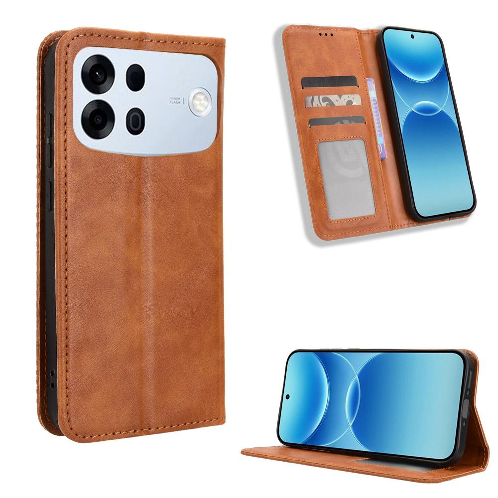 Flip Covers For OPPO A7 Pro Max 5G / OPPO F35 Pro 5G Leather Case [Flip Vintage Leather] Shockproof Durable Retro Phone Case