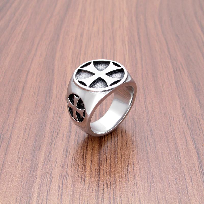 

Vintage 316L Stainless Steel Silver Color Men s Iron Knights Templar Cross Rings Jewelry for Friend Gift 7