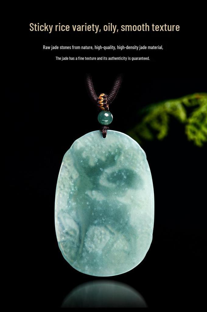 Natural A-Grade Blue Jade Deer Pendant - Auspicious Spirit Design, Unisex Jade Ware