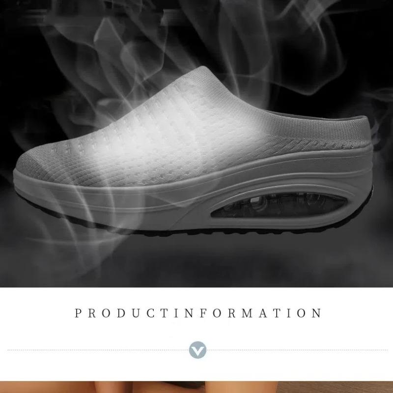 Nuevas Sandalias de Mujer Mules de Malla Zapatos Transpirables Color Sólido Casual Slip-on Zapatillas con Plataforma Zapatos Transpirables para Mujer Zapatos Casuales