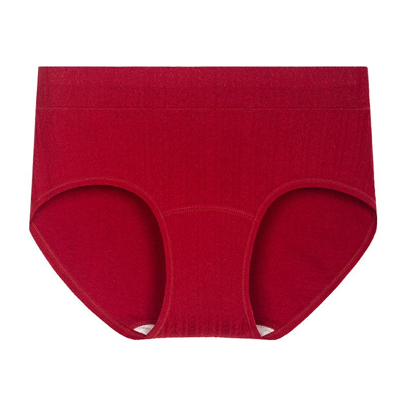 Lady Spring and Autumn Jacquard 10A Antibacterial Extended Crotch Native Year Red Underwear