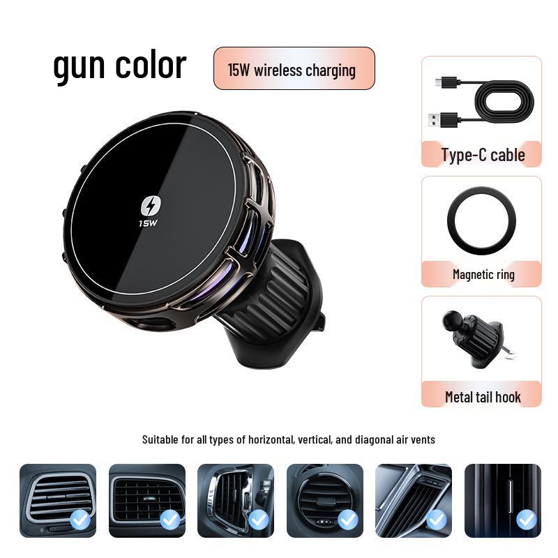 Universal 25W Magnetic Wireless Car Charger with Cooling & Heat Dissipation for Navigation and Phone Holder