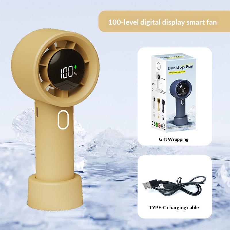 100 Speed Levels Mini Handheld Fan USB Rechargeable Cool Breeze LED Display for Makeup and Study