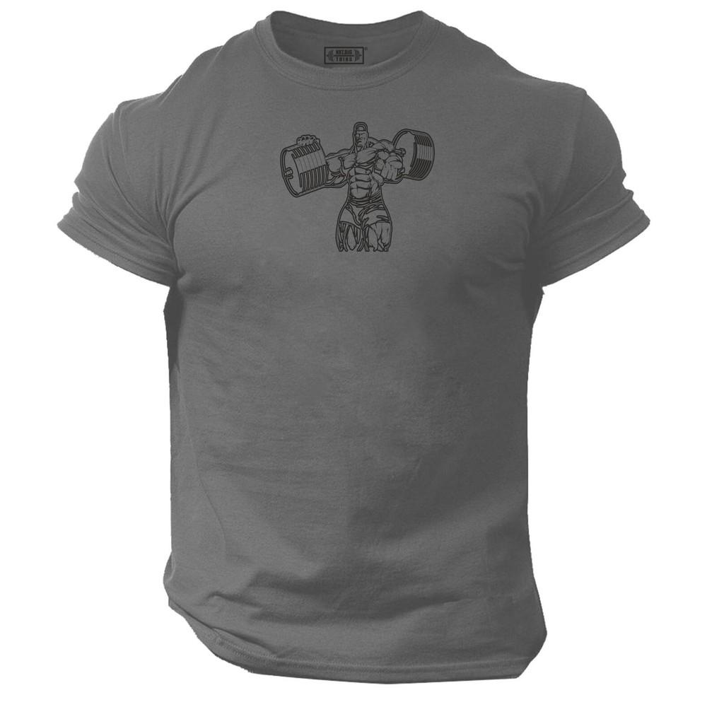 Weight Bar T Shirt Gym Clothing Bodybuilding Workout Exercise Muscles Boxing Top