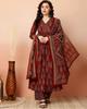Women Designer Floral Printed Kurta Pant Dupatta Set Indian Bollywood Top Tunic Kurti