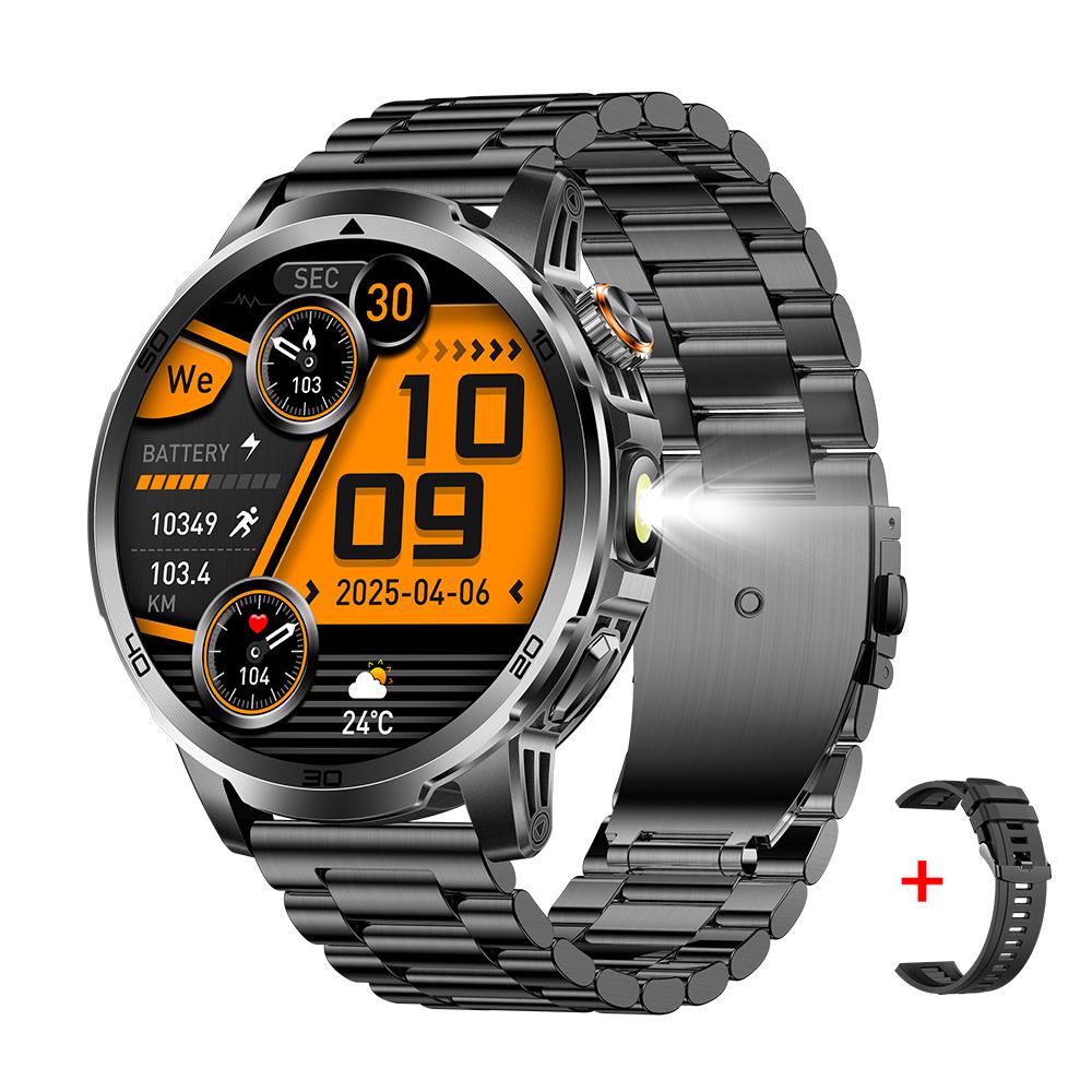 

1.85 inch Steel Smart Watch Men Bluetooth Call Smartwatch Sports Flashlight 1000mAh Health Monitor Watch for Male MD60