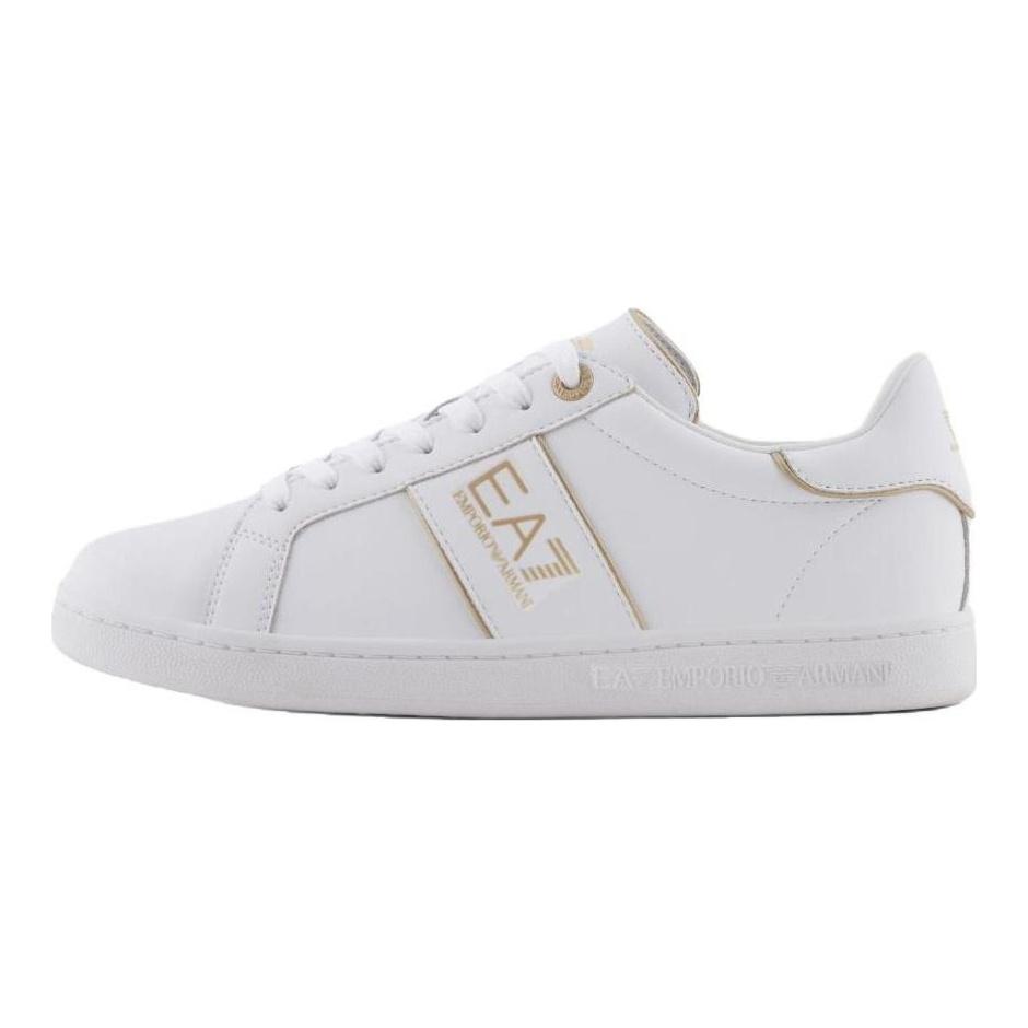 Emporio Armani EA7 Leather Color-Blocked Round-Toe Lace-Up Low-Top Sneakers Men Sneakers White X8X102XK346U447