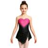 Body da pattinaggio artistico da bambina senza maniche con strass e gonna
