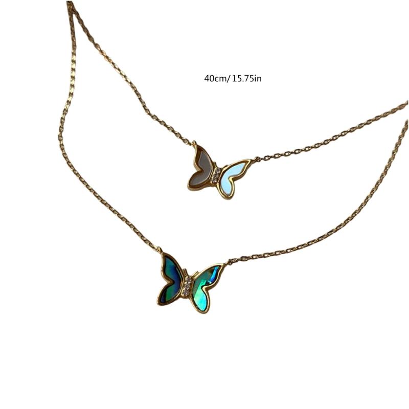 Korean Style Butterfly Necklace Delicate Collarbone Chain Unique Pendant Perfect for Fashion forward Individuals