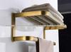 European Retro Copper Bathroom Shelf and Towel Rack in Antique Style