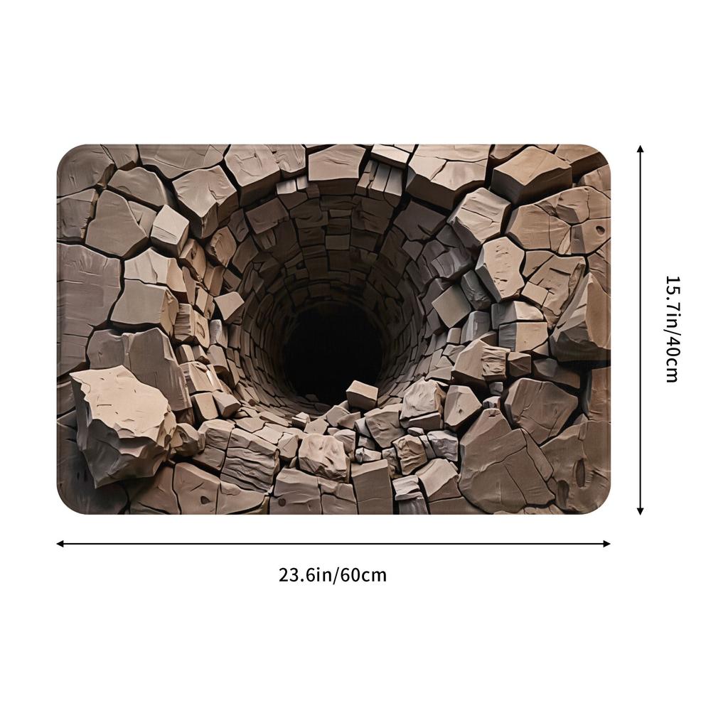 3D Visual Illusion Effect Stone Wall  Doormat Non-Slip Entrance Kitchen Bathroom Floor Door Mats  Garage Carpet Rug