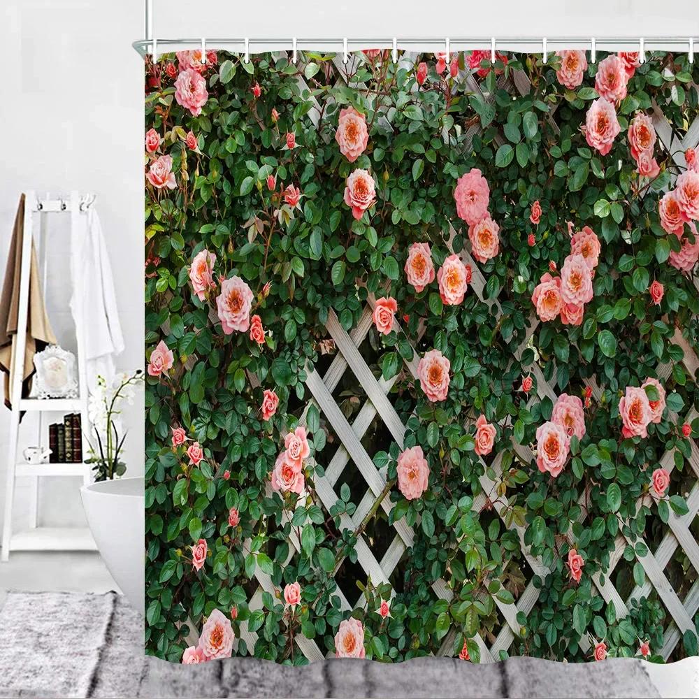 

Уличная садовая шторка для душа Роза Цветок забор Весна Сад Природа Пейзаж Ванная комната душевая перегородка декоративная шторка 90x180cm-35x70in