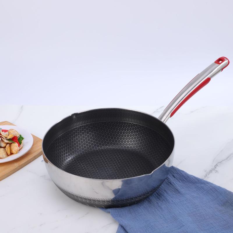 ZISIZ 304 Stainless Steel Non-Stick Deep Frying Pan