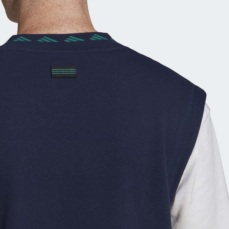 Adidas Solid Color V-Neck Sleeveless Vest Men Tops Blue HG8092