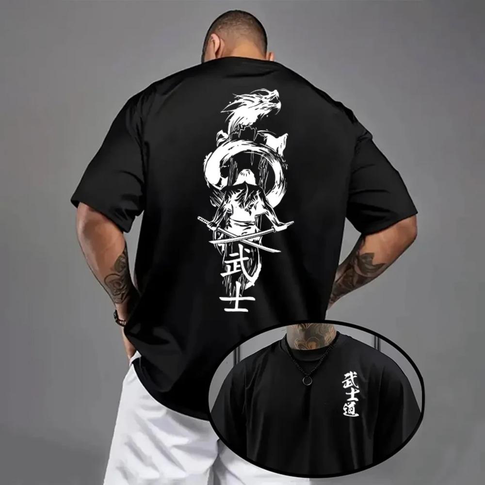 Men's T-shirt Printed Casual Short-sleeved Outdoor Sports Jogging Loose T-shirt Daily Street Quality T-shirt Summer Black White
