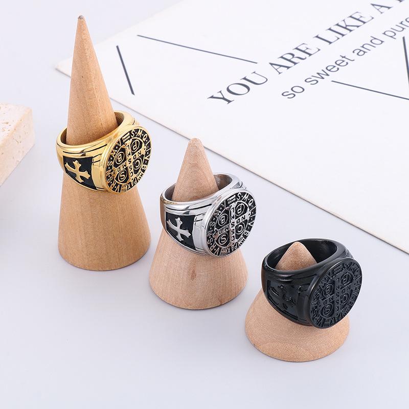 Wikinger Retro Luhn Rune Ring, Personalisierter Schmieröl Titanstahl Cspb Kreuz Herrenring