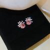 Silver Needle Pink Cubic Zirconia Flower Stud Earrings – Elegant & Delicate Accessories for Women.