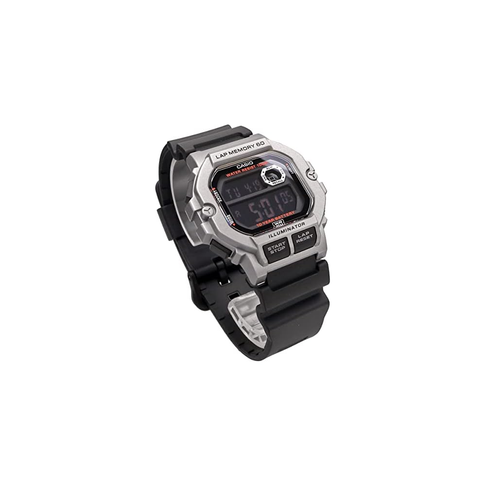Casio Sports Gear Digital Men's Watch 60 Lap Memory Function Silver Black