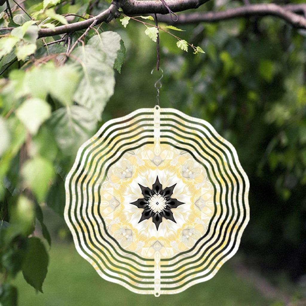 Goldenes Metall Mandala Windspiel Außengartendekor für alle Jahreszeiten Weihnachten Thanksgiving Hängender Schmuck mit reflektierender Oberfläche