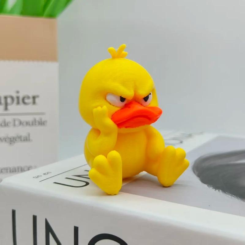 3D Tisk Naštvaná Žlutá Kachna Soška Bílé Oči Vtipná Kachna, Humorná Vnitřní Venkovní Vánoční Domácí Dekorace a Dekorace do Auta